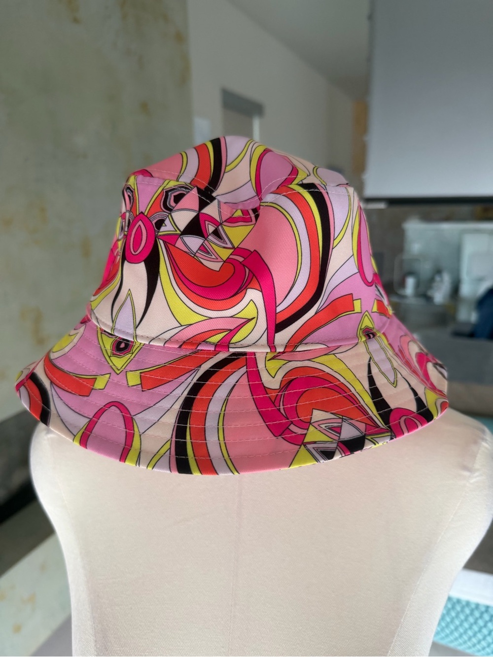 Women’s Pink Patterned Bucket Hat - Fashionable Sun Hat